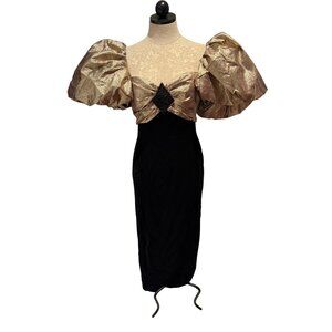 Cattiva By Maya Jornot Womens Party Dress Size 8 Black Velvet Puff Vintage